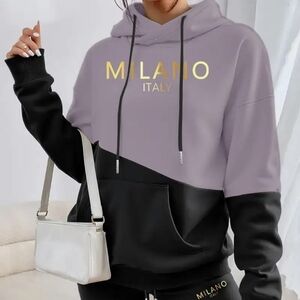 Milano Two-Tone Lavender and Black Hooded Sweatshirt And Pants